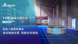 台達於自動化大展首次亮相無線充電系統MOOVair系列 1 kW機型，以先進、高效無線電能傳輸技術，為無人搬運車實現全自主運作。