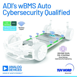 ADI无线电池管理系统通过顶级汽车网路安全认证