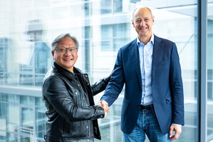 NVIDIA创办人暨执行长黄仁勋 (左) ，与西门子执行长 Roland Busch (右)