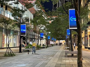 资策会辅导三商电脑於台北市政府提供之验证场域-信义区香堤大道，设置旗帜萤幕，打造智慧化商区。