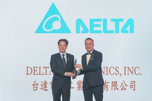 台達榮獲2023年「亞洲最佳企業雇主獎」的肯定，人資長陳啟禎代表受獎。