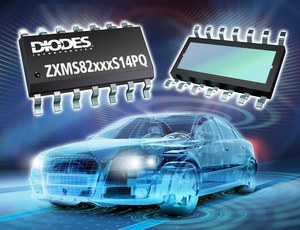 Diodes推出首款符合汽车标准的双通道高侧电源切换器  ZXMS82090S14PQ、ZXMS82120S14PQ 和 ZXMS82180S14PQ。