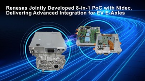 瑞薩電子與日本電產（Nidec）合作推出全球首款運用於電動車（EV）的「8合1」E-Axle PoC（概念驗證）系統，可以使用單一微控制器（MCU）控制8項功能。