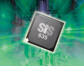 《圖四　台灣矽統的SiS635整合型晶片組，除了CPU與記憶體外所有一切系統功能都包辦，整合程度不下其他標榜SoC的晶片。 》