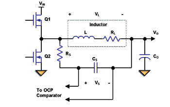 《图一 使用无损耗电感电流的量测为同步降压整流的应用电路》