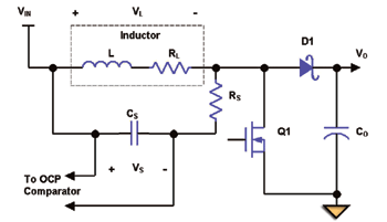 《圖二　使用無損耗電感電流的量測為升壓整流的應用電路》