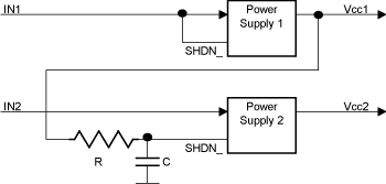 《图四 采用电源稳压器的RC电源顺序控制》