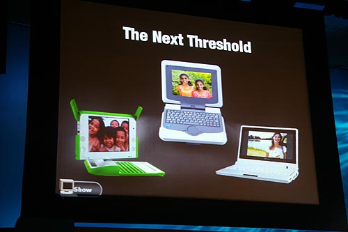 《圖十五　英特爾指出，包含華碩的EEePC、英特爾的ClassmatePC和OLPC在內的低價電腦將是帶動電腦產業發展的下一個關鍵點。》