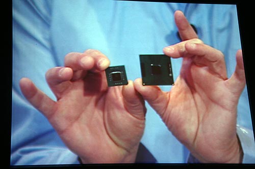 《圖二十一　小型化是行動裝置的一大特色，相對的晶片體積也需微型化。圖為英特爾專為行動運算開發的晶片，尺寸僅約為一塊錢台幣。》