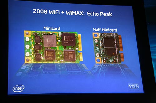 《圖二十五　英特爾將於2008年推出整合WiMAX與WIFi的MiniCard：Echo Peak，將為行動運算工作者帶來無接縫的網路環境。》