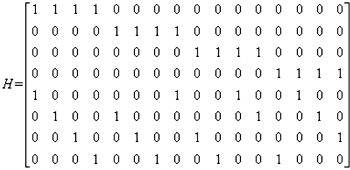 《图二 （16,8）低密度奇偶校验编码的奇偶校验矩阵。》