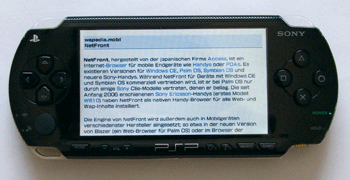 《圖六 Sony PSP使用NetFront網頁瀏覽器瀏覽Internet網頁。(攝影:Xell)》