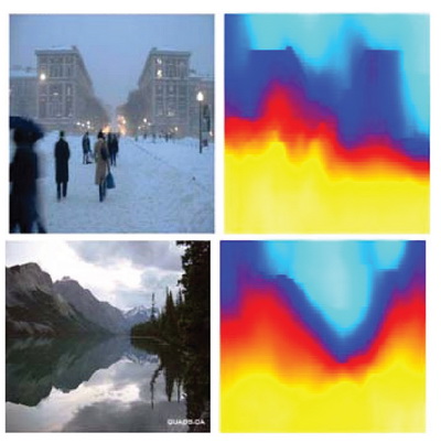 《圖四　Stanford大學Make3D技術。左圖為原始影像，右圖為估測的深度結果》