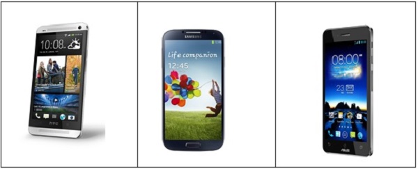 圖五 : HTC New One、LG電視、三星Samsung的Galaxy S4、以及華碩PadFone Infinity皆已內建Broadcom的802.11ac晶片。（圖/hTC.com）