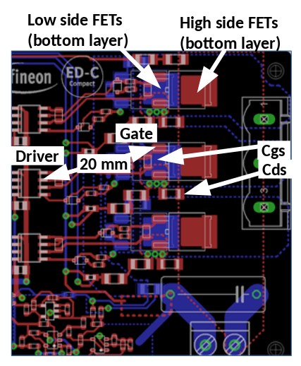 图5 : 采用双侧组装的最小化杂散电感配置范例