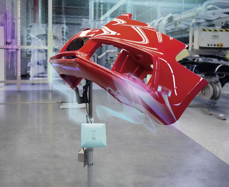 RFID應用於油漆槽，可控制上漆時間，以免厚薄不均。（source：Siemens）