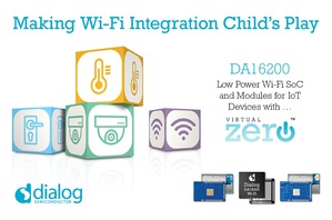 图一 : 戴乐格半导体(Dialog Semiconductor)推出高度整合的超低功耗Wi-Fi连网SoC「DA16200」，以及两个运用Dialog VirtualZero技术为Wi-Fi连网