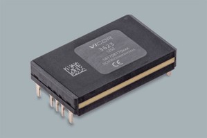 圖一 : Vicor DCM3623尺寸輕巧，並實現兩級轉換：80V鋰電池電壓轉換為母線電壓後再進行二次轉換為系統設備供電
