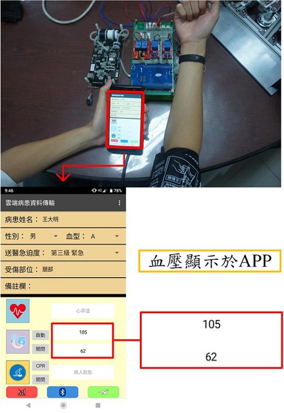 圖18 : 血壓量測與APP顯示