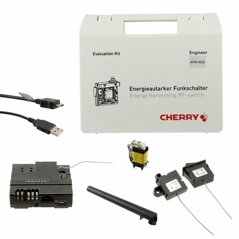 ZF Electronics 的 AFIK-5002 評估套件含有開發人員評估能源擷取開關系統所需的所有元件，包括翹板開關、按鈕、獨立產生器以及接收器。(source：ZF Electronics)