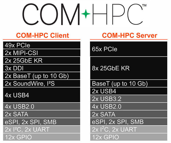 图一 :   COM-HPC的规格示意。