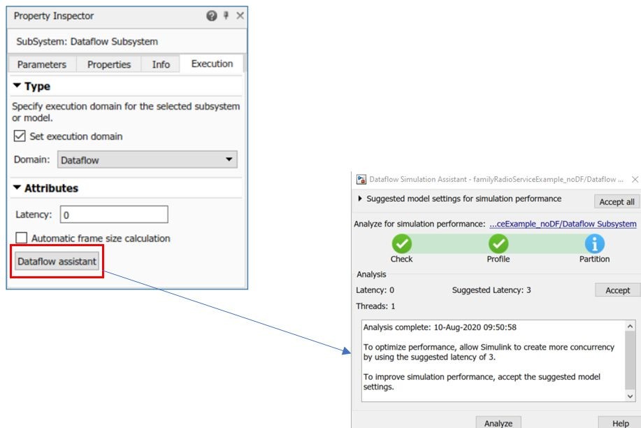Dataflow assistant列出的模型設定變更建議。