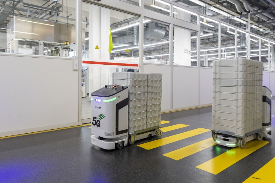 Bosch Rexroth的機器人，都內建了5G數據機。(Source：Bosch)