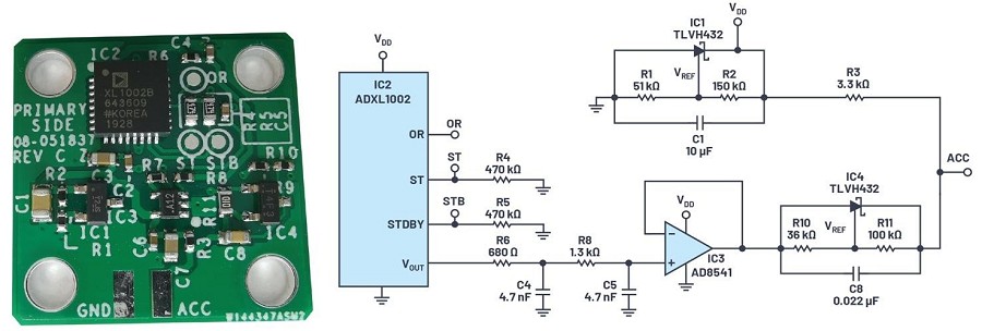 MEMS 電路採用ADXL1002 與IEPE相容介面