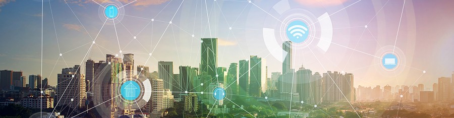 當小型微電網逐漸整合擴大成為區域性架構，之後可串聯形成智慧城市微電網。（source：Winmate）