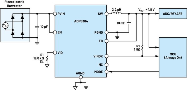 图7 : ADP5304压电电源应用电路