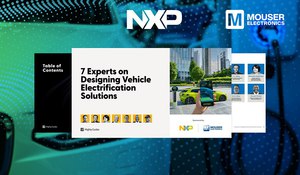 图一 : 贸泽电子与NXP Semiconductors合作出版最新的电子书，探索设计汽车电动化系统时会遇到的挑战，并提供有关潜在解决方案路径的见解。