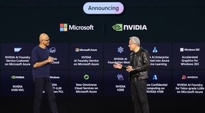 图一 : NVIDIA 执行长黄仁勋(右)与微软执行长Satya Nadella(左)