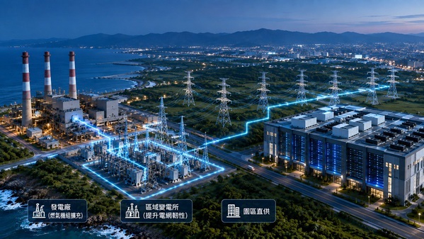 圖一 : AI資料中心電力需求漸增，區域電網與直供成為重要關鍵。