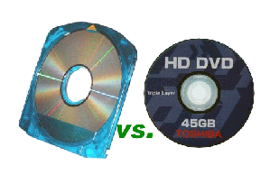 HD-DVD(右)與藍光(左)兩大儲存格式之爭正酣。(HDC) BigPic:477x310