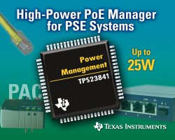 整合式以太网络供电(PoE)管理组件TPS23841