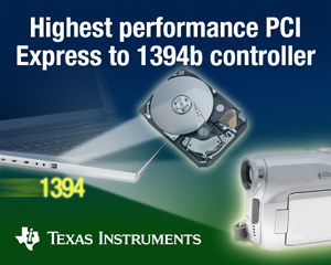 TI发表高性能PCI Express至1394b控制器