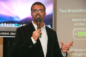 NVIDIA GeForce事業部門副總裁Ujesh Desai正在說明新一代GeForce GPU繪圖處理器產品。（Source：HDC）