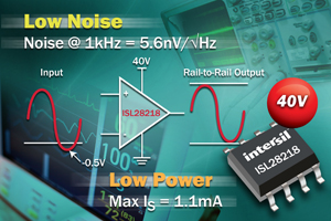 Intersil推出低噪声40V双运算放大器