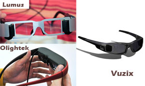 Vuzix、Lumus、Olightek於CES分別推出電子眼鏡，引起話題(製圖/CTimes)。