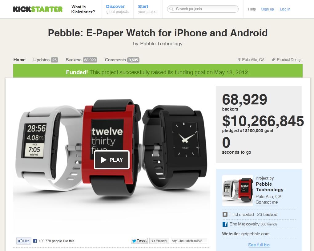 CTIMES/SmartAuto [WOW]Kickstarter最成功範例：Pebble Watch微創業,Pebble Watch,Kickstarter