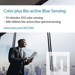 奥地利微电子三刺激颜色感测器，精确测量具有重大生物学意义的蓝光，为照明和智慧建筑实现更高的健康和保健水准。