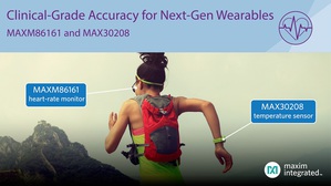 MAXM86161入耳式心率監測儀提供最佳SNR、最低功耗，方案尺寸減小40%，適用於心率和血氧飽和度的連續監測