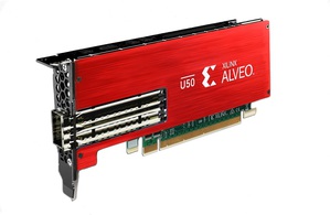 Alveo U50：業界首款為任意伺服器和各種雲端打造的
自行調適運算、網路與儲存加速器卡
