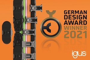 E4Q拖链荣获德国设计奖，其设计不仅可以减轻重量，而且强度提高了20%、装配时间减少了40%。（source：igus GmbH）