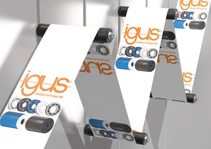 igus結合黑色滾軸和能順暢運行的工程塑膠滾珠軸承，可節省多達48%的重量和42%的質量慣性