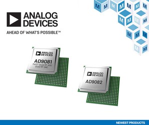 贸泽电子（Mouser）即日起供货Analog Devices的AD9081混合讯号前端（MxFE）和AD9082 MxFE。