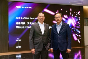 友达总经理暨营运长柯富仁（左）与凌华科技董事长刘钧（右）擘划边缘可视化应用的未来愿景。