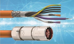 igus為SEW MOVILINK DDI介面開發的新型混合chainflex耐彎曲電纜，在拖鏈中可節省空間及確保可靠的能量和數據傳輸。（source：igus GmbH）