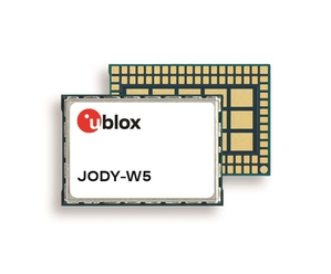 u-blox JODY-W5是一款双频 Wi-Fi 6 和双模蓝牙 5.3 模组，为具有蓝牙 LE 音讯功能的汽车级模组，外形精巧耐高温，可支援不同的天线配置。