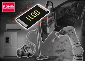 ROHM 6432尺寸金属板分流电阻「PMR100」系列新增3款超低阻值产品，额定功率为5W，有助汽车、工业设备和消费性电子设备等应用产品实现小型化。